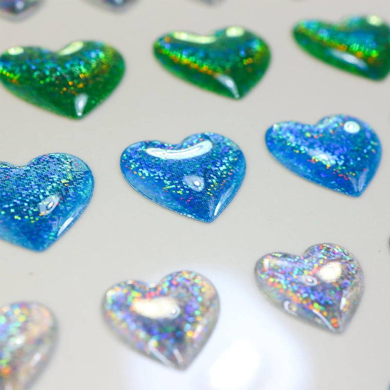 Reward Stickers 3D-020 3D Heart, Blue Mix, Glitter, Decoration, 1