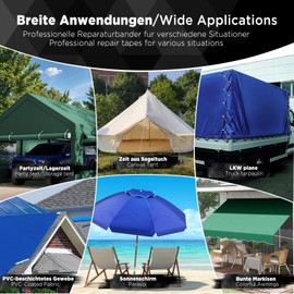 ecooe PVC Tarpaulin Tape, Repair Tape 5 m x 8 cm for Fabric Tarpaulins, Waterproof Tape for Truck Tarpaulin, Awning, Tent, Parasol, Gazebo, Tarpaulin, Awning White