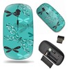 Wireless 2.4G Computer Laptop Mouse Mice/Turquoise and Black-White Vintage Dragonflies