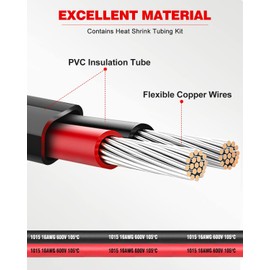 NAOEVO 16 Gauge Wire 2 Conductor Electrical Wire, 16 AWG Stranded PVC Cord, 12V Low Voltage/Tinned Copper/Flexible Cable for Automotive Wiring, Lamp Cord, Marine Cable (15FT)