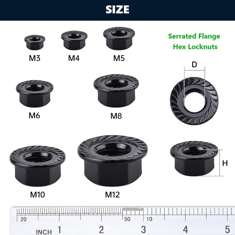 RoyceMart M12-1.75 (10 Pack) Stainless Steel Serrated Flange Hex Nuts,