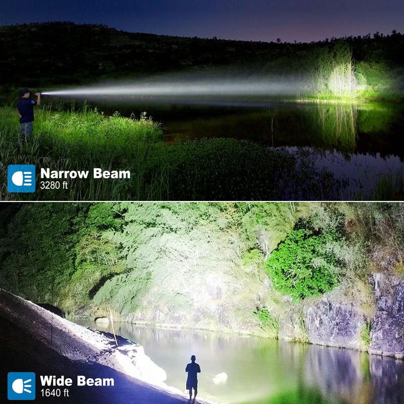 Cinlinso Rechargeable LED Flashlights High Lumens 2 Pack, 990000 Lumen