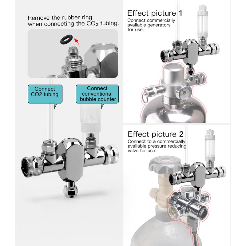 Clscea Aquarium Conventional CO2 Splitter Regulator Valve 2 Way for