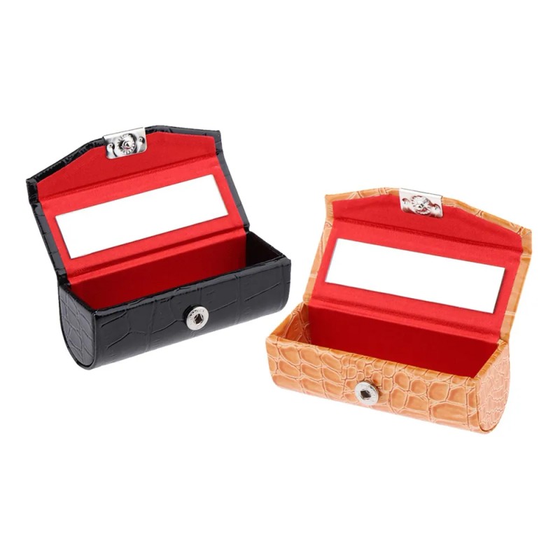 2x Estuche De Lápiz Labial Individual De Negro Y Naranja