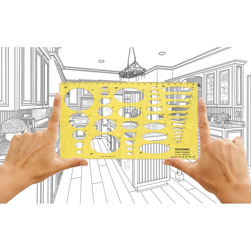 Traceease Geometric Drafting Ellipse Template Drawing Stencil, Designing Template Measuring