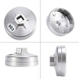 EBTOOLS 74mm 14 Flute Oil Filter Cap Wrench Aluminum Oil Filter Cap Removal Socket Tool Oil Filter Removal Cup Wrench