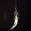 yigedan Mens Vintage Silver Wolf Tooth Pendant Necklace 62mm