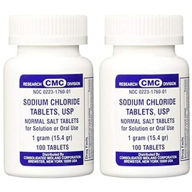 CONSOLIDATED MIDLAND CORP. Sodium Chloride Tablets 1 Gm, USP Normal Salt Tablets - 100 Tablets, 2 Count
