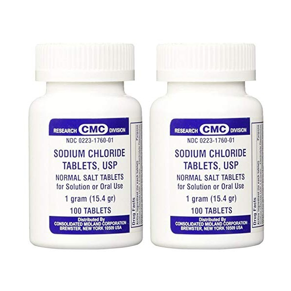CONSOLIDATED MIDLAND CORP. Sodium Chloride Tablets 1 Gm, USP Normal Salt Tablets - 100 Tablets, 2 Count