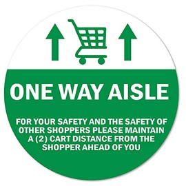 Public Safety Sign One Way Aisle for Your Saftety Non-Slip Floor Graphic | 12 Pack of Floor Marker Vinyl Decal| Protect Your Business, Work Place & Customers | Made in The USA