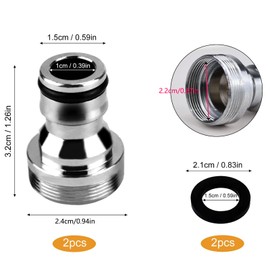 2 x Garden Hose Quick Connection, Garden Hose Connection M22 Female Thread, M24 Male Thread Tap Connector, Male Thread Tap Connection Set, Universal Tap Connection, for Garden Kitchen Tap