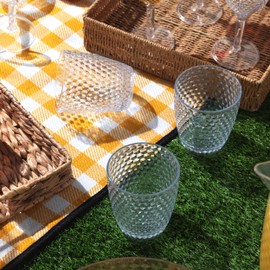 Cambridge CM07654EU7 Fete 4 Piece Tumblers Tumblers 12oz BPA Free Plastic Cups with Clear Diamond Effect for Outdoor Dining and Picnics / Garden for Kids, Holiday Homes, Camping, Parties