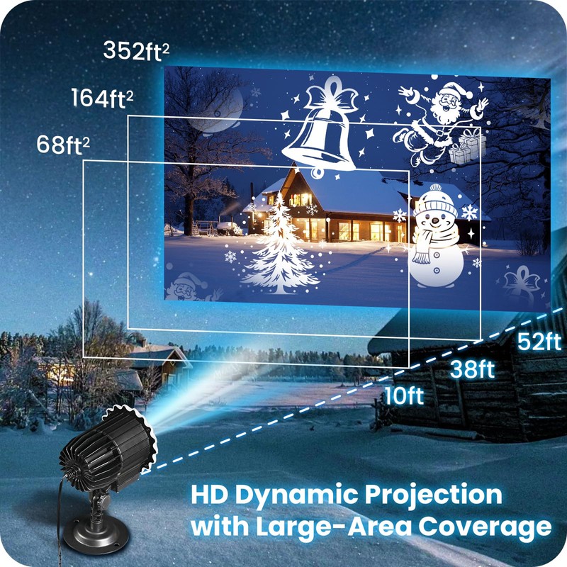 GOEBLESON Christmas Projector Lights Outdoor, Waterproof & Adjustable LED Christmas