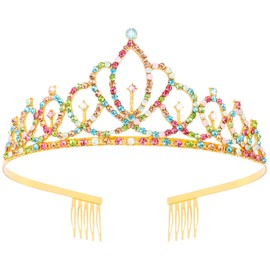 Tihebax Tiaras for Girls Princess Crowns for Girls Silver Princess Tiara Birthday Tiara Birthday Girl Crown, Coronas Para Niñas, Crystal Prom Tiara Pageant Crown for Holloween Costume, Prom, Party