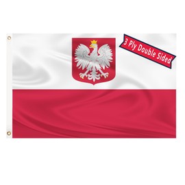 Polish Flag 3x5 Poland State Ensign Flags Three Layer Double Sided Flag Polyester Fiber Bright Color with Durable Canvas Header and 2 Non Fading Brass Grommets