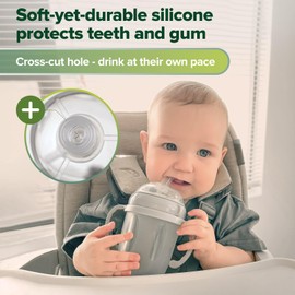 haakaa Weighted Straw Sippy Cup for 6+ Month Old, Silicone Weighted Straw Cup Milk Sippy Cup Baby Water Bottle with Straw Brush (Grey, 8oz./250ml)