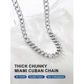 Chunky Silver Necklaces for Women,Stainless Steel Silver Chokers Necklaces Cuban Links Chain, Punk Hip Hop Trendy Non Tarnish Jewelry Gifts for Her 12mm 18inches