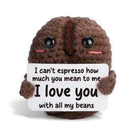 Coffee Lover Gifts for Women Men - Coffee Bean Crochet Doll for Girlfriend Boyfriend, Funny Espresso Pun Gift for Friend Coworker, I Love You with All My Beans Present for Birthday Valentines Day