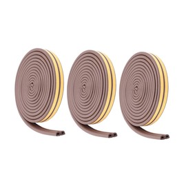 jojofuny 3rolls Door Seal Weather Strip for Soundproofing and Energy Saving Type Weather Strips for and Doors Easy Installation Brown Height