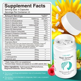 LAZPOWFI Hair Growth Vitamins, Biotin 10000mcg, Vitamin A, B3, C, D, E, Calcium, Hair Growth Supplement, Supports Hair & Nails Natural Growth for Stronger - 061