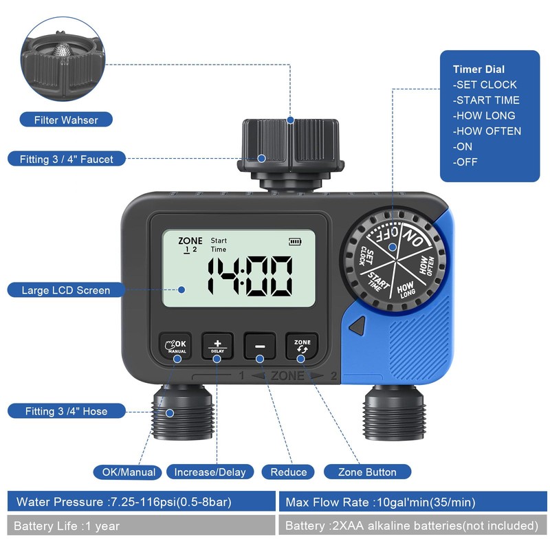 Sprinkle Timer Water Timer for Garden Hose: Irrigation Timer System