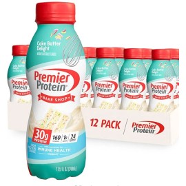 Premier Protein Shake, Cake Batter, 30G Protein, 1G Sugar, 11.5 fl oz, 12-Pack