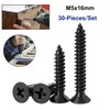 FandWay 30Pcs Self Tapping Screws Black,M5x16mm Wood Screws 304 Stainless