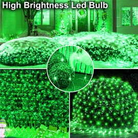 YAOZHOU Solar Christmas Net Lights Outdoor Waterproof,Green 264Led 9.9Ft*6.6Ft Mesh Lights 8 Modes with Timer,Solar Powered Christmas Decorations for Lawn, Bushes, Trees