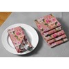 S4Sassy Pink Stripe & Ranunculus Floral Cotton Napkin Printed Everyday