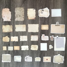 Vintage Adhesive Writable Sticker Set Retro Paper Envelope Clip Note Memo DIY Label for Journaling Art Craft Srapbooking Planner Letter Album Arts Crafts Scrapbook