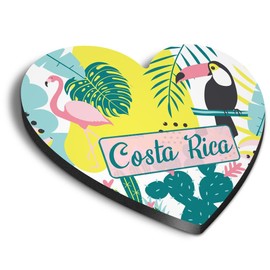 1x Heart MDF Magnet 6cm - Costa Rica Toucan Flamingo - Fridge Locker Office Whiteboard Toolbox #60308