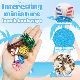 shallyong Beach Micro Landscape, Mini Beach Decorations, Miniature Beach Decoration, Miniature Decoration Set, Mini Beach Chair, Parasol, Small Palm Tree, Dollhouse Decoration
