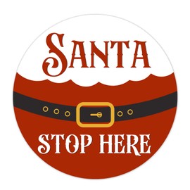 Santa Stop Here Round Metal Tin Sign Snowman Decor Winter Sign Metal Wall Plaque Decor Lovers Gift Outdoor Indoor Wall Panel Christmas Retro Vintage plaque 12x12 Inch