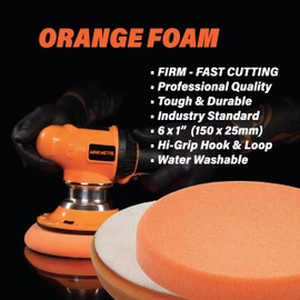 MINK METAL Clarity Compound Orange Polishing & Compounding Foam Pads, 150mm Hook & Loop for Aggressive Cutting & Flatting (2-Pack).