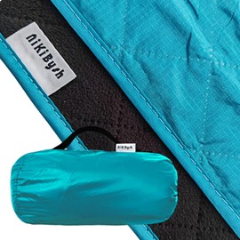 NiKiBysh Large Outdoor Blanket Waterproof Quilted,Thick Warm Fleece Blanket for Stadium Camping Picnics Beaches Pets Sports - Sandproof Windproof Washable Portable - Peacock Green