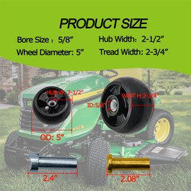 4PACK Replace for AM124706 210-300 AM125172 Plastic Deck Gauge Wheel Kit for John Deere 48", 54", 60", 62“, 72" Deck Lawn Tractor Mowers Wheel Kit (210-300)