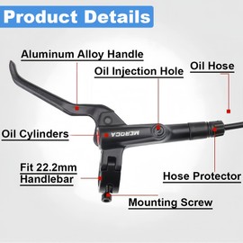 ENGWE MTB Bike Disc Brake Set, Aluminum Alloy Hydraulic Disc Brake for Mountain Bike, Road Bike, Bicycle Brakes levers with Fixing Screws (Left Rear+1PCS 160mm Rotor, Rear1400mm)