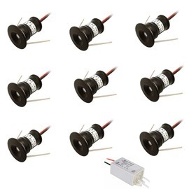 ruimeimei 9pcs 12V 1W Recessed Celling Light for Kitchen, Stairs, Closet, Hallway, Artwork Mini Light, DIY Lighting, Embedded Showcase Light, Cabinet Downlight (30D White, Black Shell)