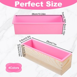 4 Pcs Flexible Rectangular Soap Loaf Mold Silicone Molds with Wood Box 42oz