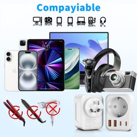 Oliveria Adapter Australia, 5 in 1 Travel Adapter Australia with 1 AC & 2 USB-C & 2 USB-A (3.4A), Adapter China New Zealand Germany Plug, Adapter Argentina Fiji, Travel Plug Type I