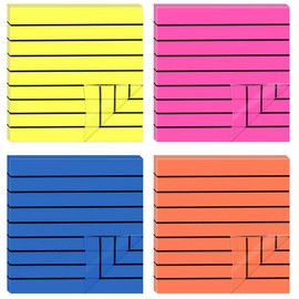 3x3 inch Lined Sticky Notes, 200 Sheets Square Clear Sticky Notes Waterproof Self-Stick Notes Memo Pads with 4 Bright Colors for Office School Home