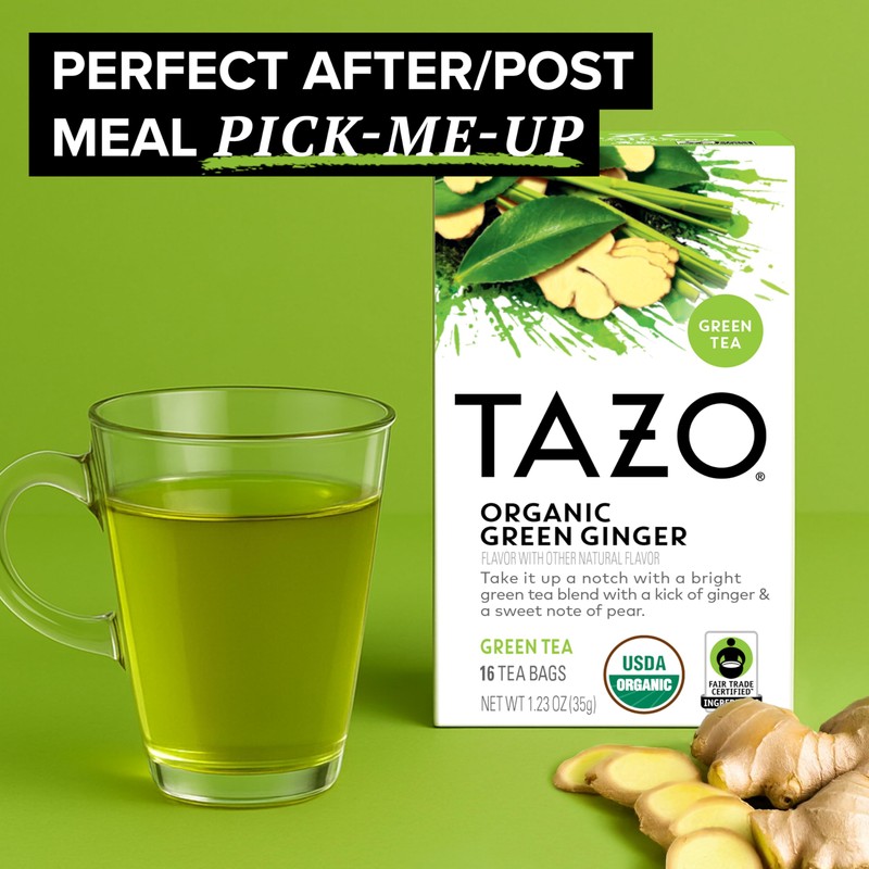 TAZO Organic Green Tea, Green Ginger, 96 Total Tea Bags