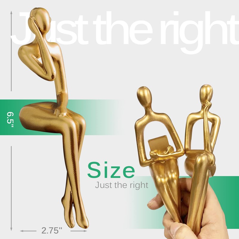 RIRPUAE 3pcs Gold Decor Thinker Statue, Resin Abstract Man Cutout