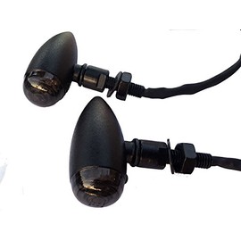 MotorToGo Black Bullet Motorcycle LED Turn Signal LED Indicators Blinkers with Smoke Lens Compatible for 2015 Yamaha FZ07