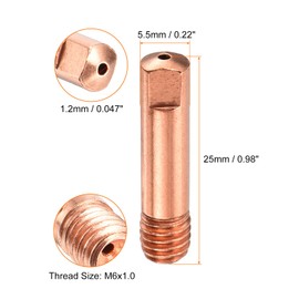 HARFINGTON 6pcs MIG Welding Gun Contact Tip 0.047" Copper MIG Welder Contact Tips Welding Gun Replacement Accessories for MB-15AK MIG Welding Torch