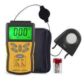ANNMETER Digital Illuminance Meter, AN-881D Handheld Exposure Meter, Lumen Tester with 0.1-400,000 Lux Meter, 270° Rotatable Detector for Outdoor, Photography and Planting (with Japanese Instruction Manual)