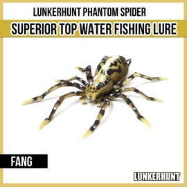 LUNKERHUNT Phantom Spider Lure for Bass Fishing (2.5 Inch) | Topwater Spider Fishing Lure with Natural Walking Action | Soft Hollow Body Weedless Hooks for Trout and Pike (Fang Color)