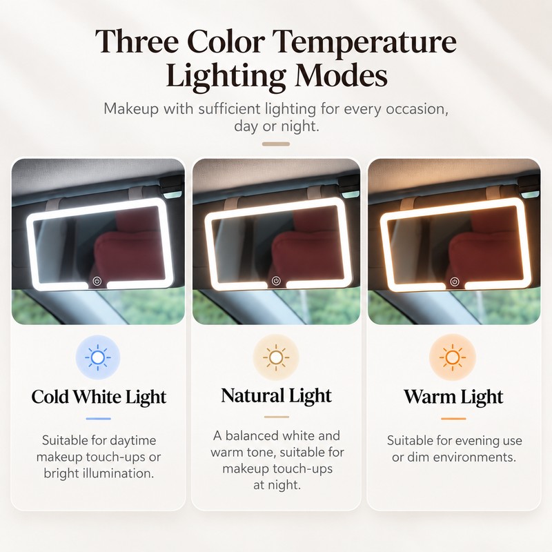 LED Car Sun Visor Makeup Mirror for On-the-Go Grooming –