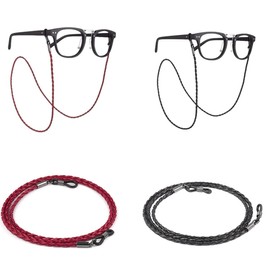 Lxtness Glasses Strap, Pack of 2 PU Leather Glasses Chain, Glasses Chain Women, Adjustable Glasses Cord, Glasses Straps for Men and Women, for Sports Glasses and Sunglasses, black