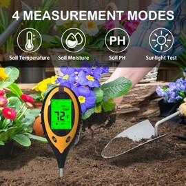 Qieryun Soil Moisture Meter 4 in 1 PH Soil Tester Digital Plant with PH, Temperature, Humidity, Sunlight for Gardening